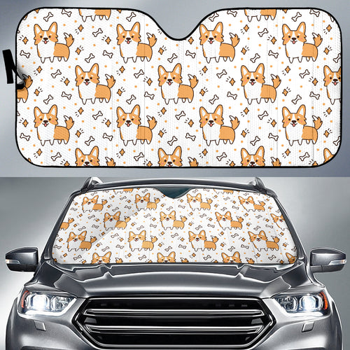 Cute Corgi Heart Star Bone Pattern Car Sun Shade