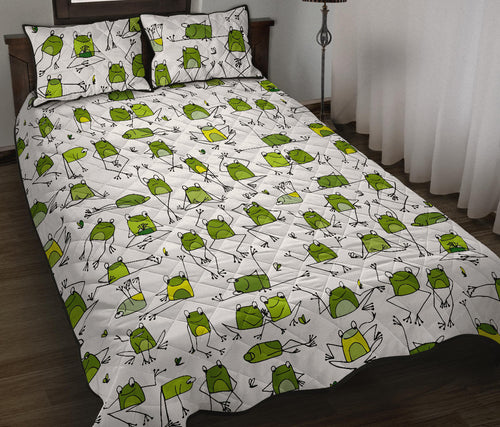 Sketch funny frog pattern Quilt Bed Set