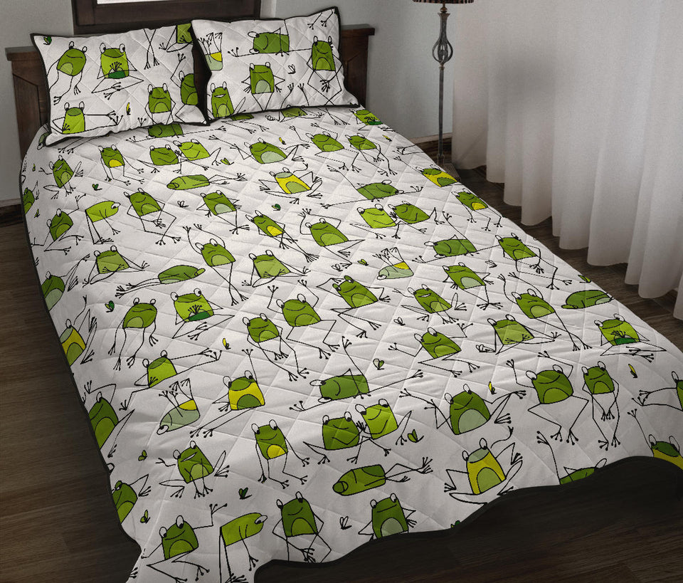 Sketch funny frog pattern Quilt Bed Set