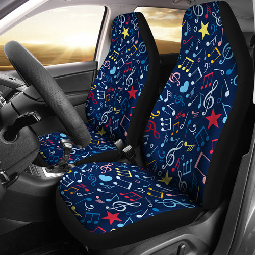 Music Notes Pattern Print Design 03 Universal Fit Car Seat Covers
