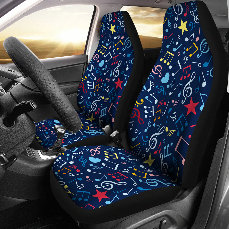 Music Notes Pattern Print Design 03 Universal Fit Car Seat Covers