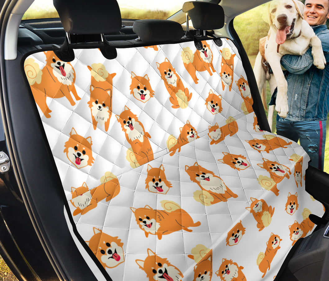 Brown Pomeranian Pattern Dog Car Seat Covers