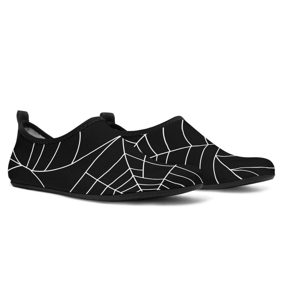 Spider Web Pattern Black Background White Cobweb Aqua Shoes