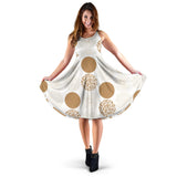 Gold Texture Mushroom Pattern Sleeveless Midi Dress