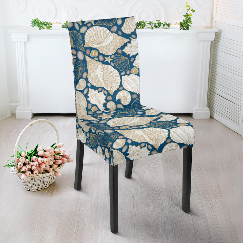 Shell Polynesian Tribal Design Pattern Dining Chair Slipcover