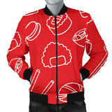Sushi Pattern Red Background Men'S Bomber Jacket