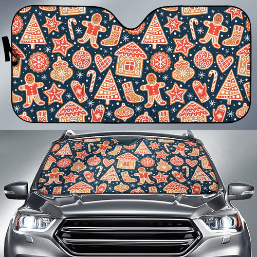 Christmas Gingerbread Cookie Pattern Car Sun Shade