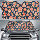 Christmas Gingerbread Cookie Pattern Car Sun Shade