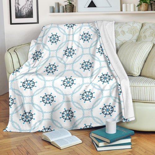 Nautical Steering Wheel Chain Premium Blanket