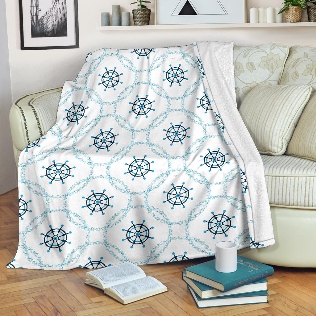 Nautical Steering Wheel Chain Premium Blanket