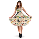 Mustache Beard Pattern Print Design 03 Sleeveless Midi Dress