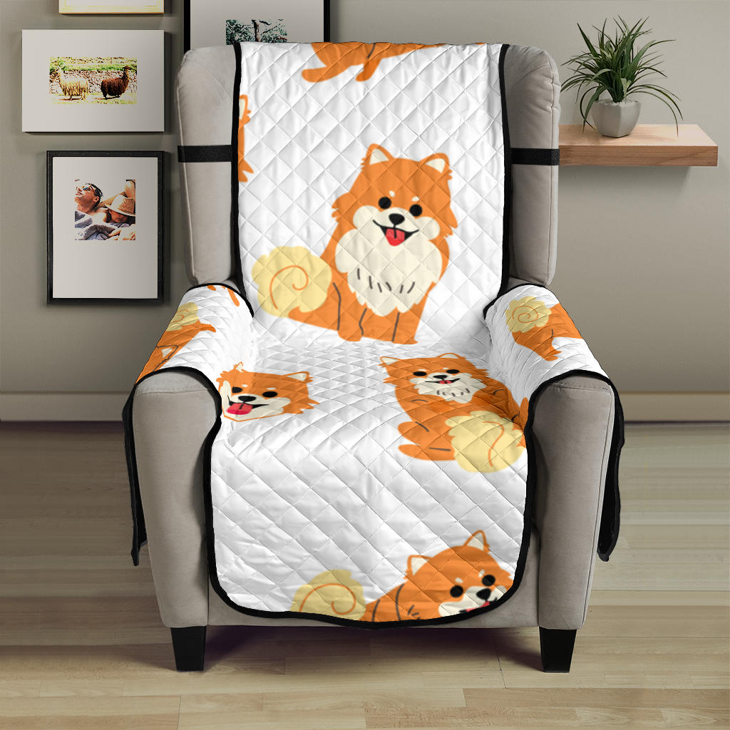 Brown pomeranian pattern Chair Cover Protector