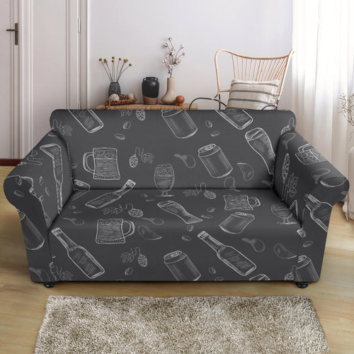 Beer Hand Drawn Pattern Loveseat Couch Slipcover
