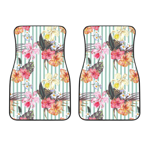 Colorful Orchid Flower Pattern Front Car Mats