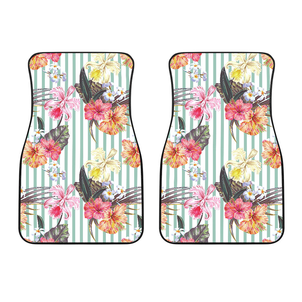 Colorful Orchid Flower Pattern Front Car Mats