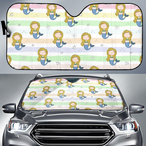 Cute Hand Drawn Mermaid Car Sun Shade