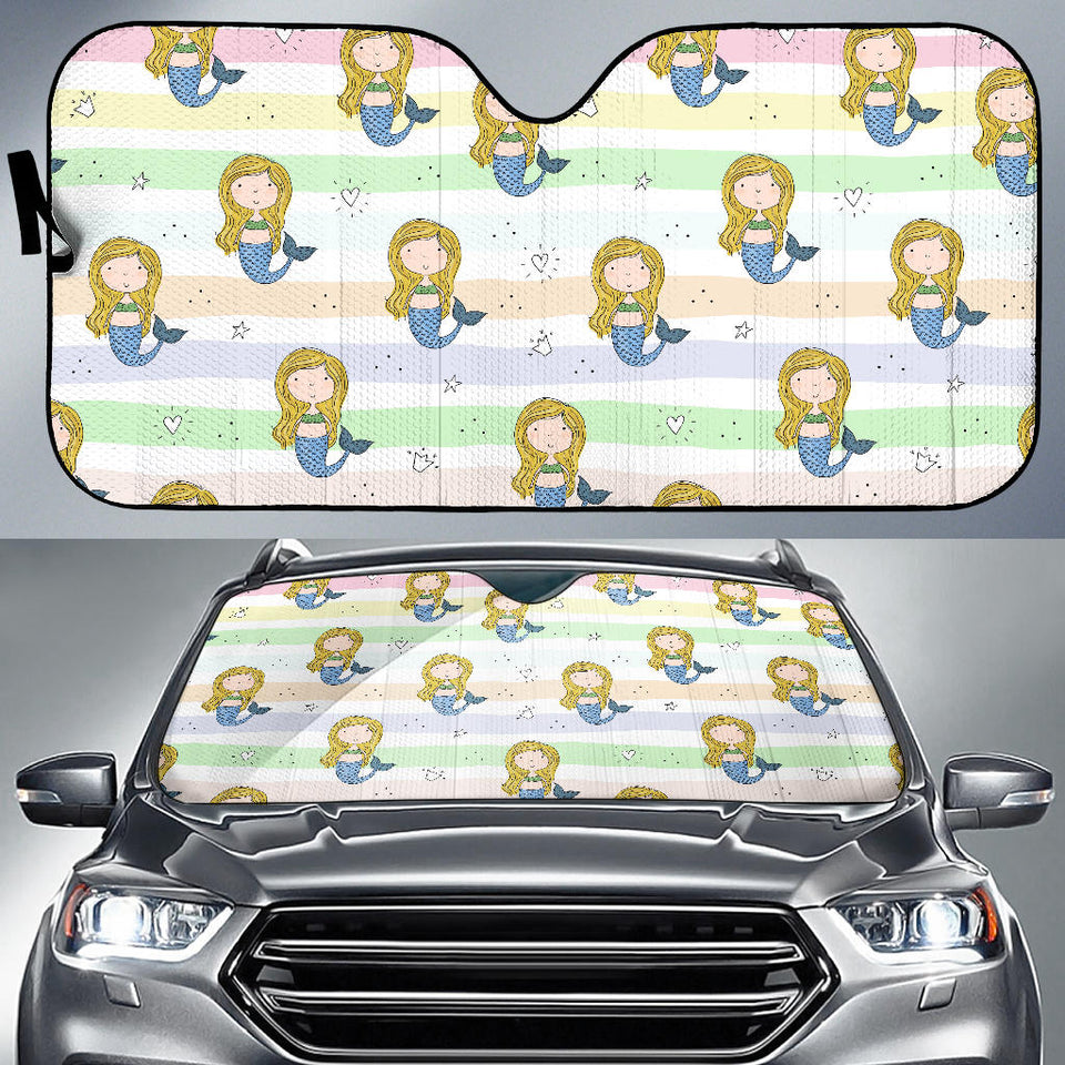 Cute Hand Drawn Mermaid Car Sun Shade