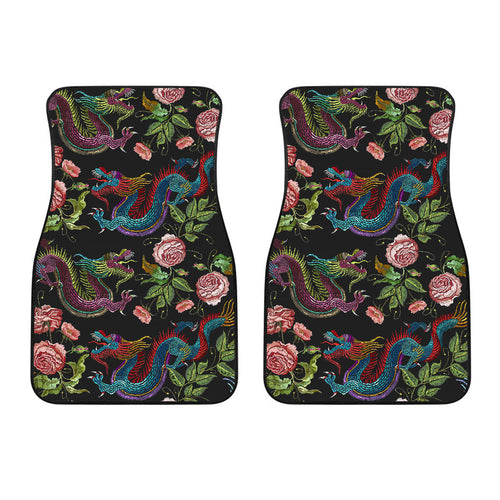 Dragons Flower Pattern Front Car Mats