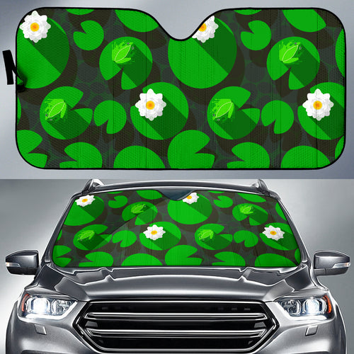 Frog Waterlily Pattern Car Sun Shade