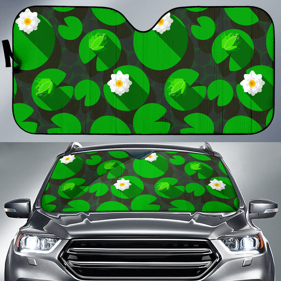 Frog Waterlily Pattern Car Sun Shade