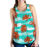 Octopuses sea wave background Women Racerback Tank Top