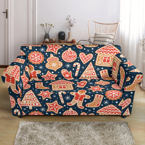 Christmas Gingerbread Cookie Pattern Loveseat Couch Slipcover