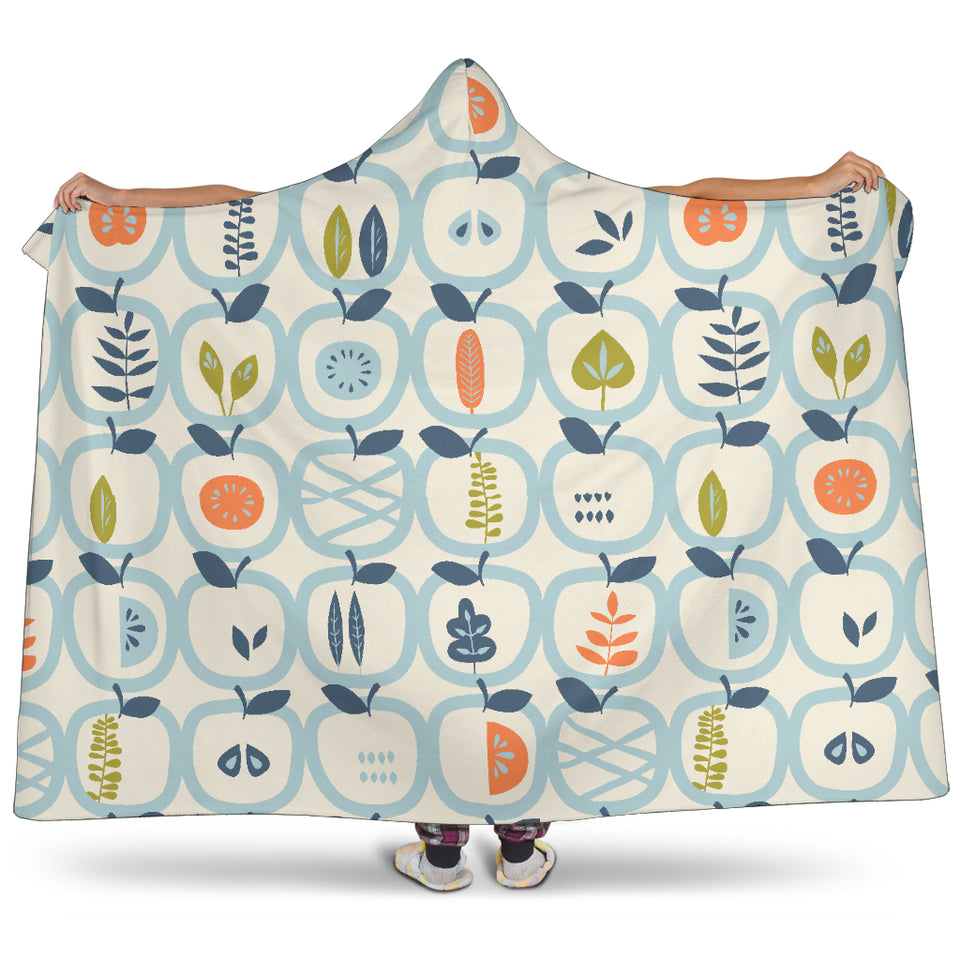 Apples Leaves Pattern Hooded Blanket