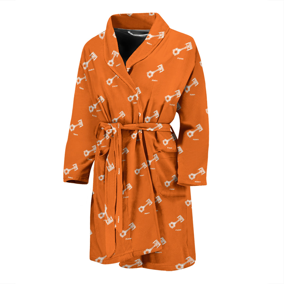 Engine Piston Orange Background Pattern Print Design 05 Men's Bathrobe