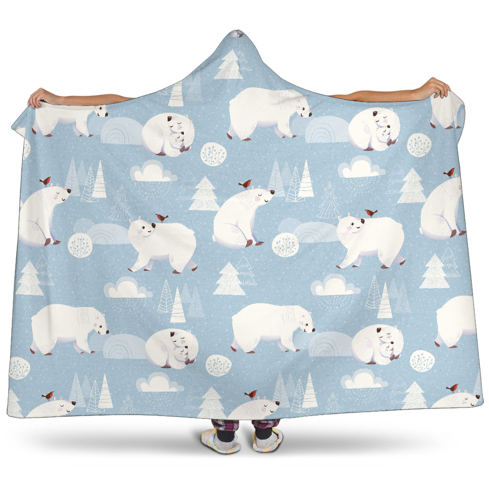 Cute Polar Bears Christmas Decoration Pattern Hooded Blanket