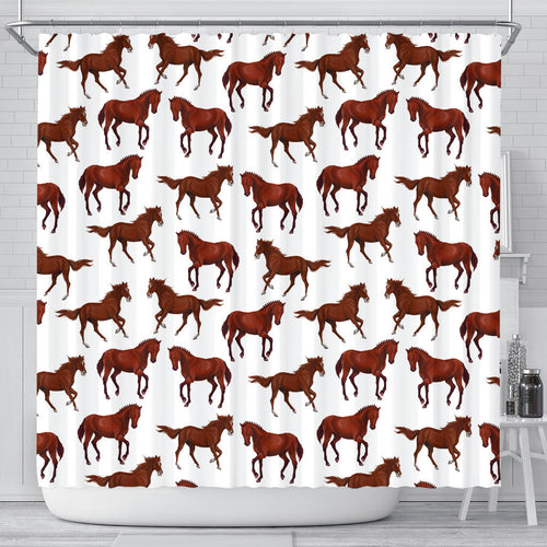 Horses Running Pattern Background Shower Curtain Fulfilled In US