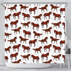 Horses Running Pattern Background Shower Curtain Fulfilled In US