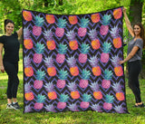 Pineapples Pattern Zigzag Background Premium Quilt
