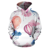 Watercolor Air Balloon Cloud Pattern Men Women Pullover Hoodie