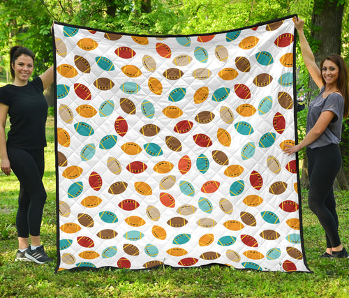 Colorful American Football Ball Pattern Premium Quilt