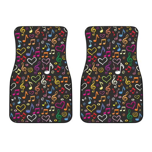 Music Notes Pattern Print Design 02 Front Car Mats