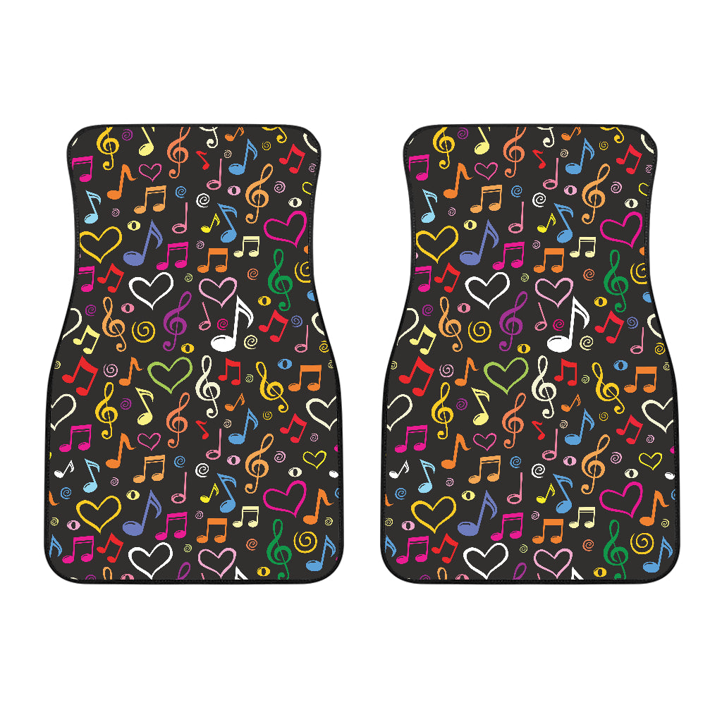 Music Notes Pattern Print Design 02 Front Car Mats