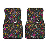 Music Notes Pattern Print Design 02 Front Car Mats