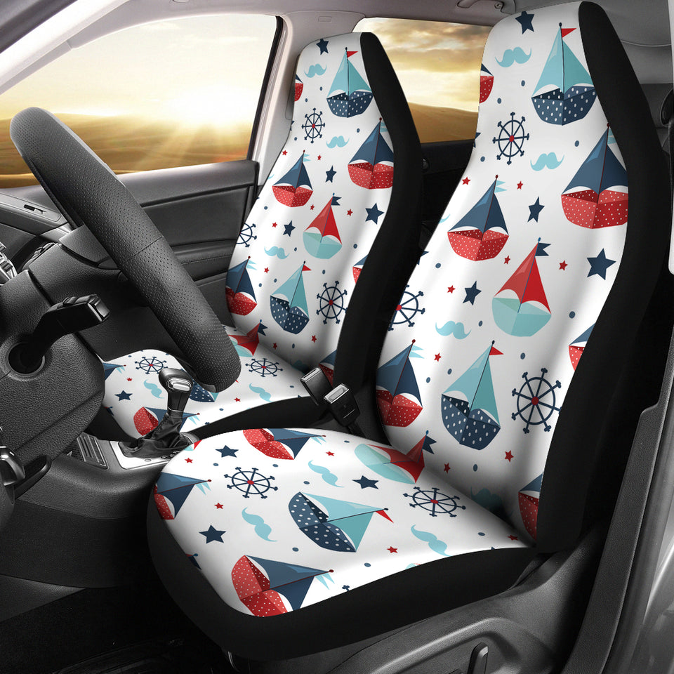 Cute Color Paper Sailboat Pattern  Universal Fit Car Seat Covers