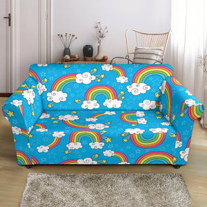 Rainbows Sky Clouds Pattern Loveseat Couch Slipcover