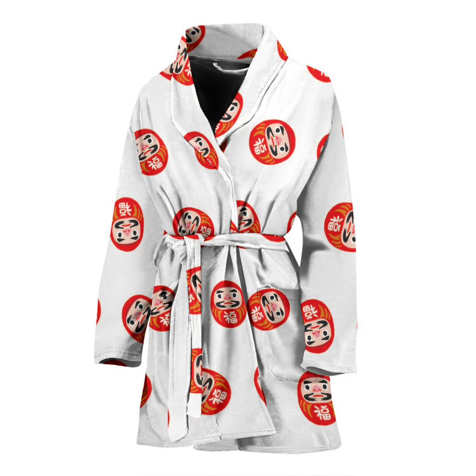 Daruma Japanese Wooden Doll Pattern Women'S Bathrobe