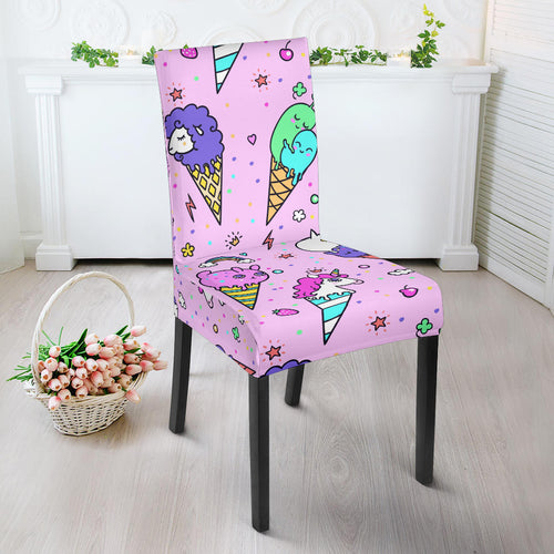 Cute Ice Cream Cone Animal Pattern Dining Chair Slipcover