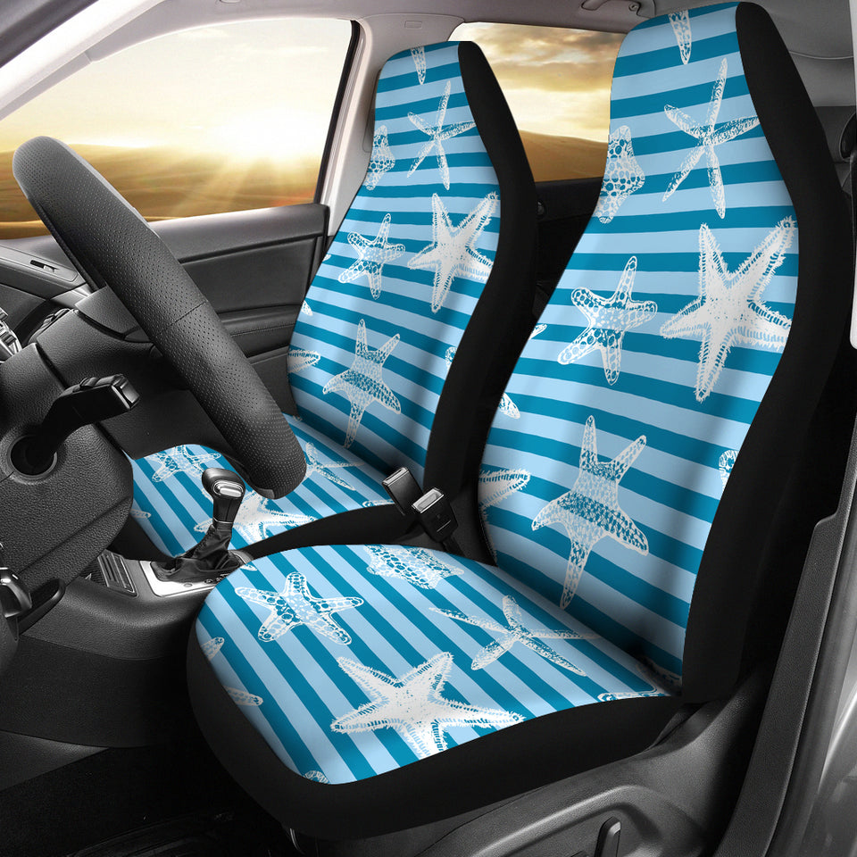Starfish Blue Blackground  Universal Fit Car Seat Covers