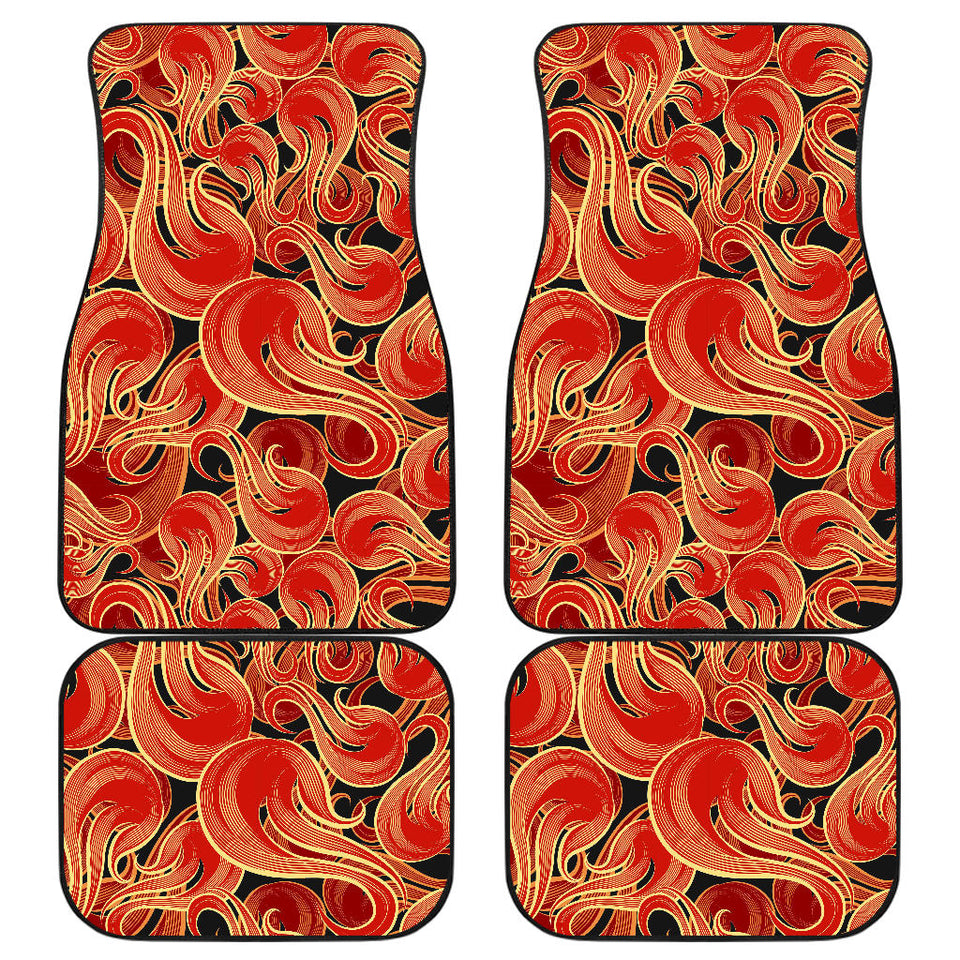 Fire Flame Pattern Front And Back Car Mats