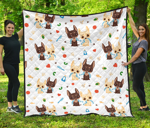 Cute Chihuahua Dog Pattern Premium Quilt