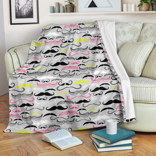 Mustache Beard Pattern Print Design 02 Premium Blanket