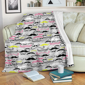 Mustache Beard Pattern Print Design 02 Premium Blanket