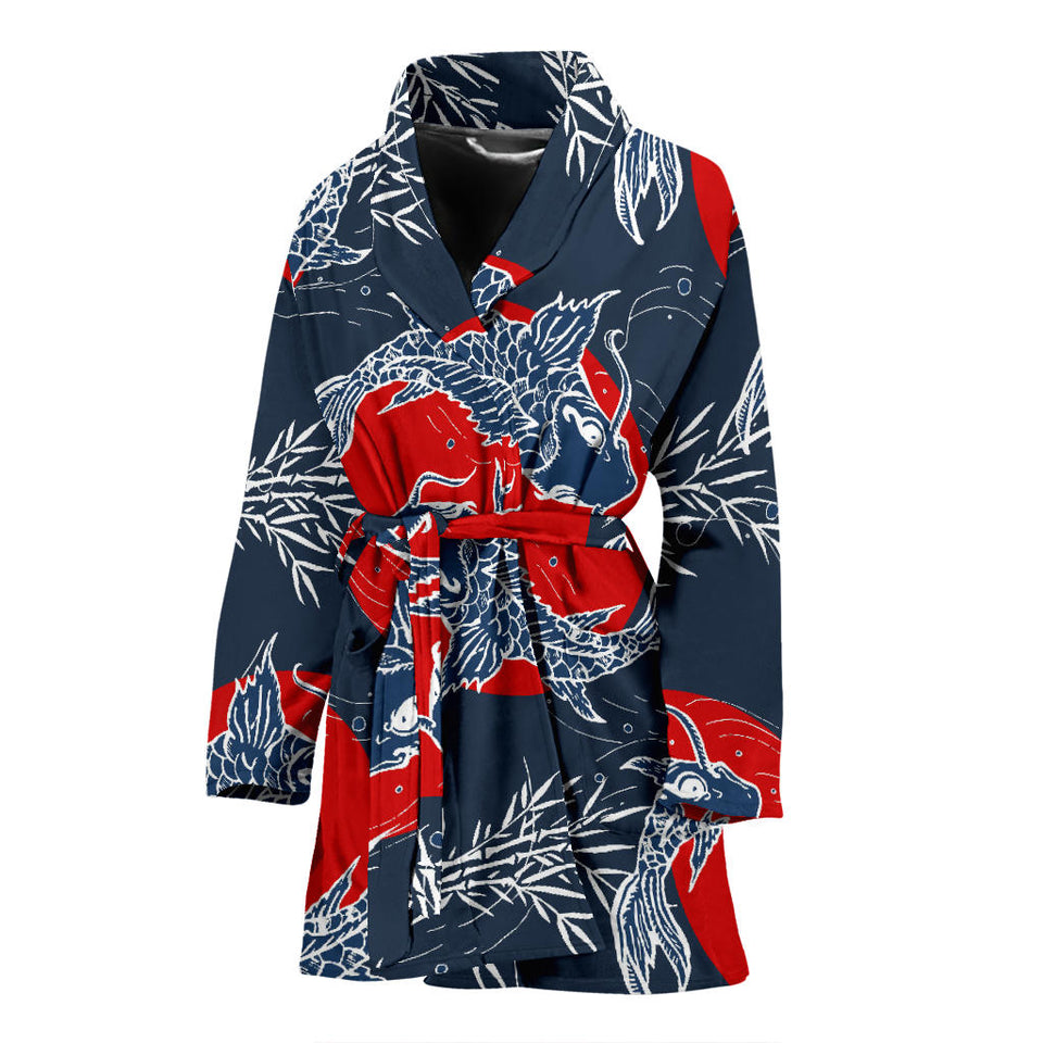 Koi Fish Carp Fishs Hand Drawn Japanese Art Women'S Bathrobe