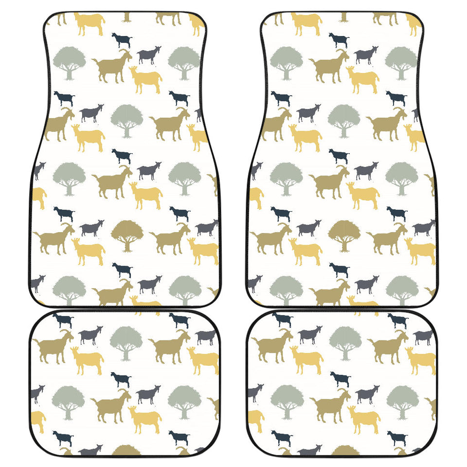 Silhouettes Of Goat And Tree Pattern Front And Back Car Mats