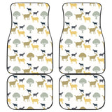 Silhouettes Of Goat And Tree Pattern Front And Back Car Mats