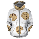 Sketch Style Cookie Pattern Zip Up Hoodie